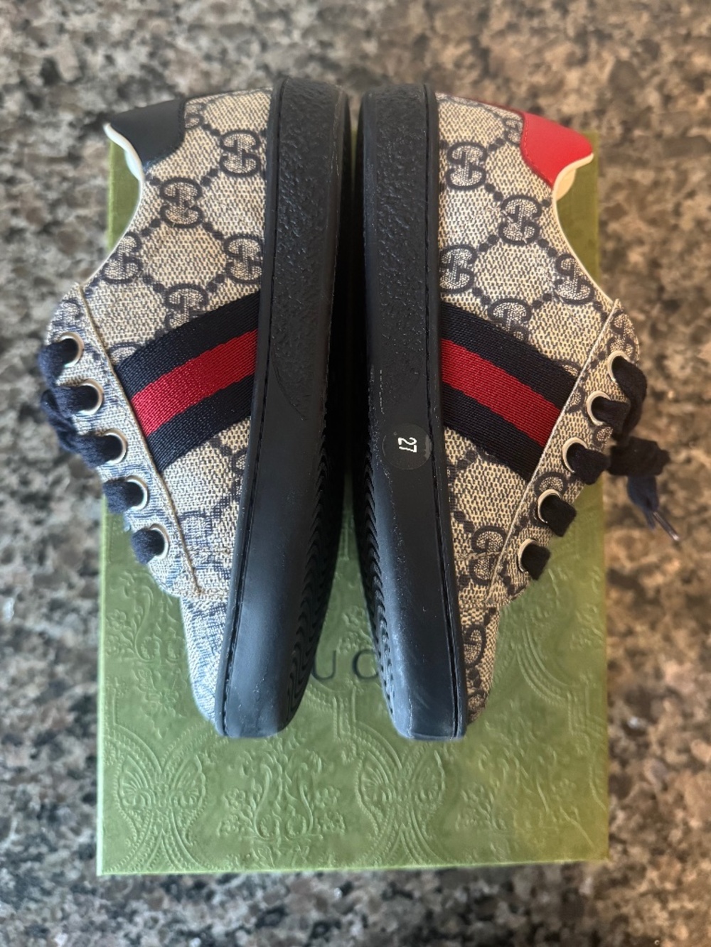(BARELY USED) GUCCI ACE GG SUPREME SNEAKER  — CHILDREN’S SZ. 27 (US 10)